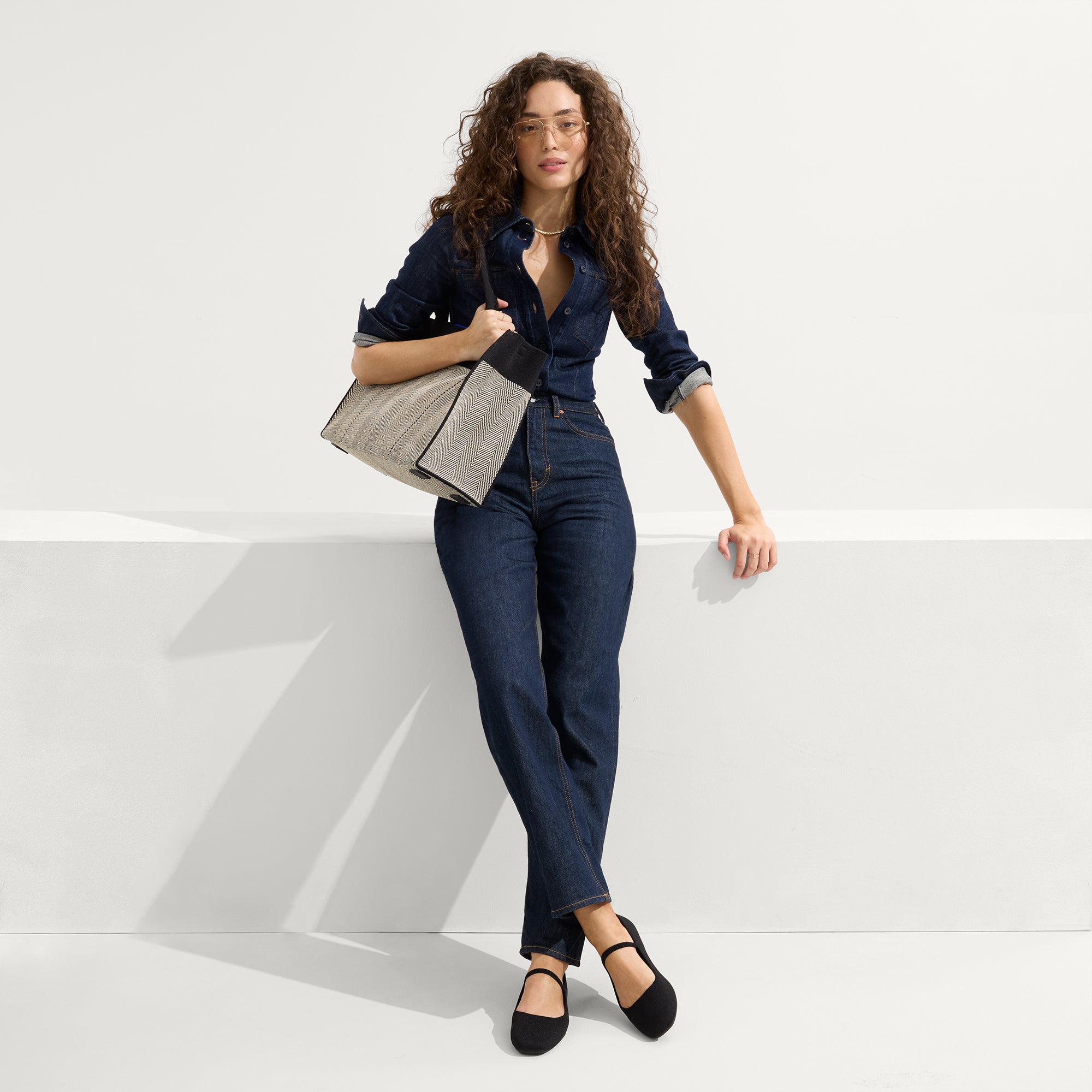 The Classic Tote - Black Herringbone - Image 4